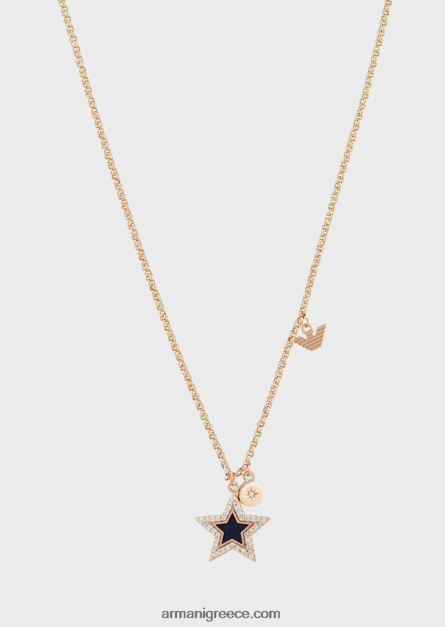 γυναίκες Armani κρεμαστό κολιέ σε μπλε λάκα 4046R6847 ροζ χρυσός