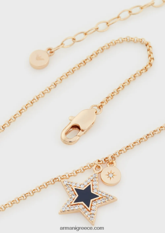γυναίκες Armani κρεμαστό κολιέ σε μπλε λάκα 4046R6847 ροζ χρυσός