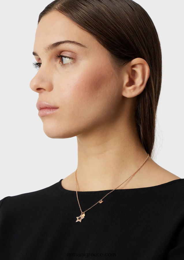 γυναίκες Armani κρεμαστό κολιέ σε μπλε λάκα 4046R6847 ροζ χρυσός