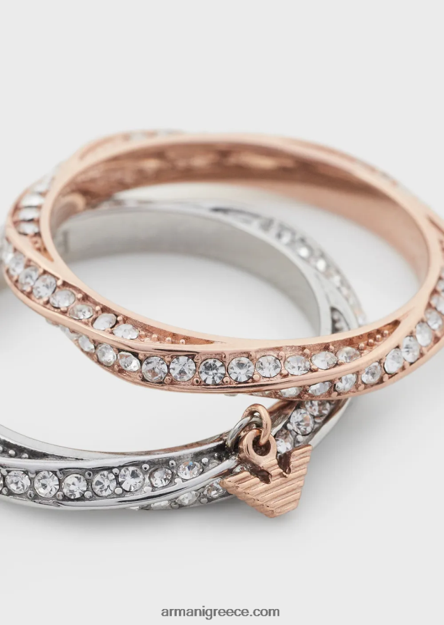 γυναίκες Armani Σετ δαχτυλιδιών σε ροζ χρυσό και δίχρωμο ανοξείδωτο ατσάλι 4046R6852 ασήμι