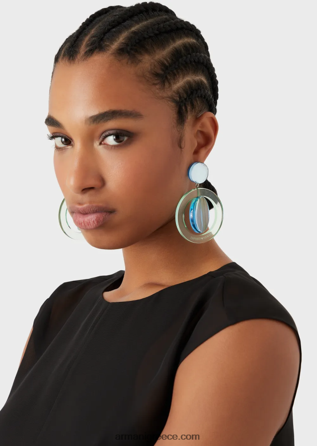 γυναίκες Armani στρογγυλά κρεμαστά σκουλαρίκια 4046R6854 γαλανός