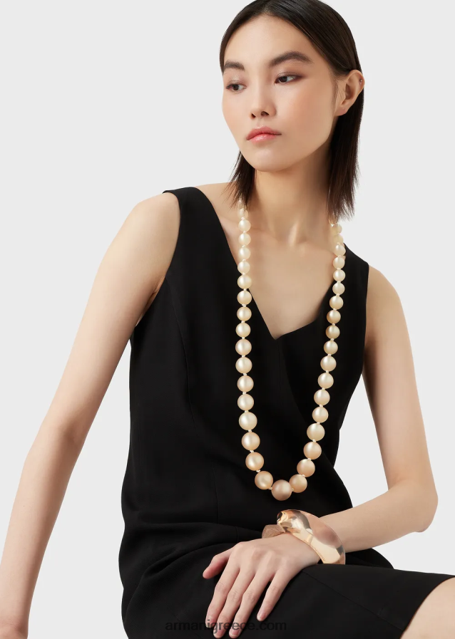 γυναίκες Armani μακρύ κολιέ με σφαίρες σε εφέ μαργαριταριού 4046R6859