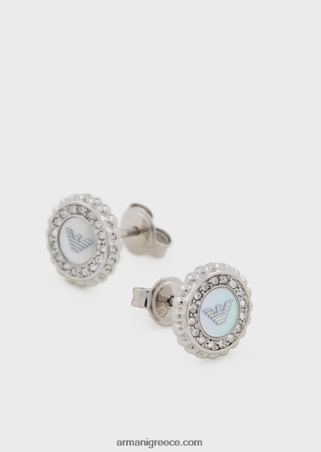 γυναίκες Armani σκουλαρίκια από ανοξείδωτο ατσάλι mother of pearl 4046R6821 ασήμι