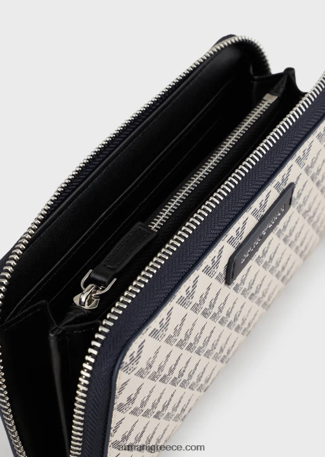 γυναίκες Armani Ολόσωμο πορτοφόλι αετού με φερμουάρ 4046R6893 μπλε λογότυπο