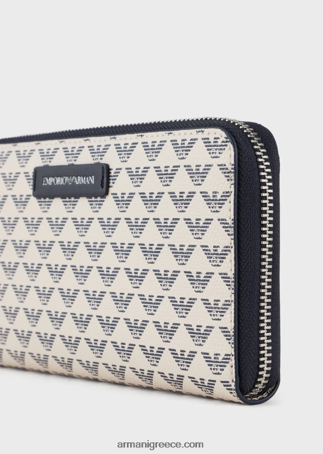 γυναίκες Armani Ολόσωμο πορτοφόλι αετού με φερμουάρ 4046R6893 μπλε λογότυπο