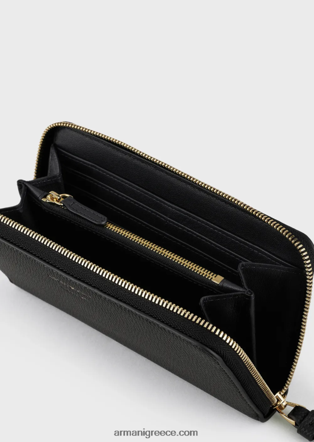 γυναίκες Armani Πορτοφόλι myea με στάμπα ελαφιού με φερμουάρ 4046R6900 μαύρος