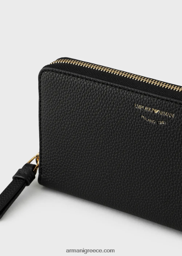 γυναίκες Armani Πορτοφόλι myea με στάμπα ελαφιού με φερμουάρ 4046R6900 μαύρος
