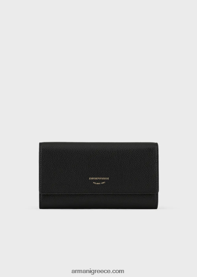 γυναίκες Armani πορτοφόλι myea με πτερύγιο με στάμπα ελαφιού 4046R6904 μαύρος