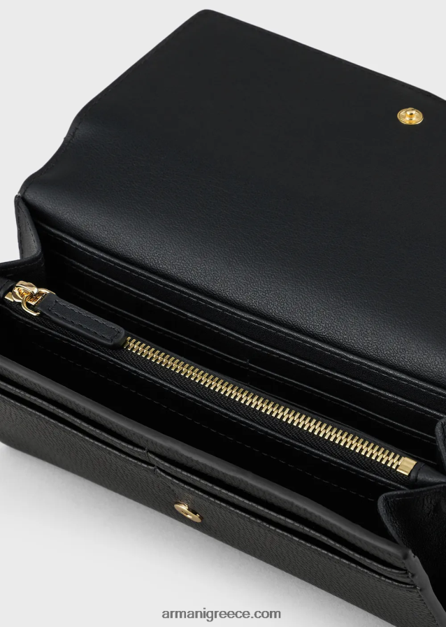 γυναίκες Armani πορτοφόλι myea με πτερύγιο με στάμπα ελαφιού 4046R6904 μαύρος