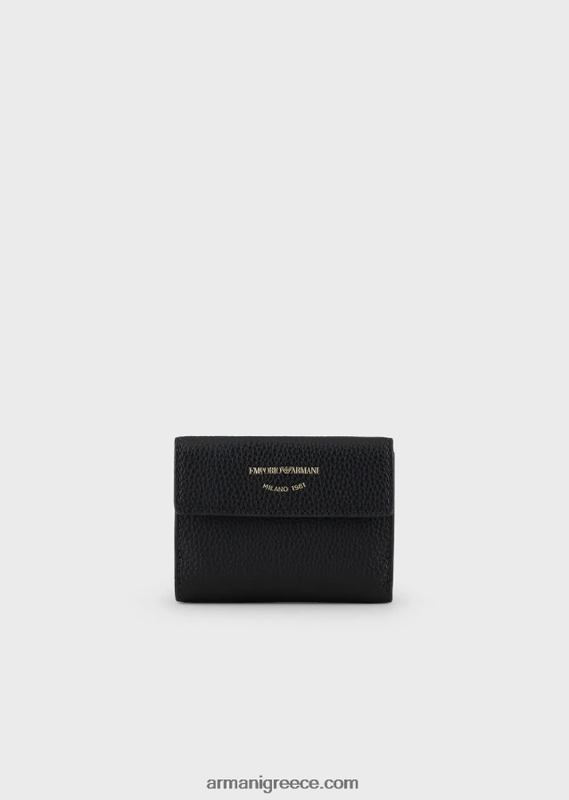 γυναίκες Armani myea τρίπτυχο πορτοφόλι με στάμπα ελαφιού 4046R6907 μαύρος