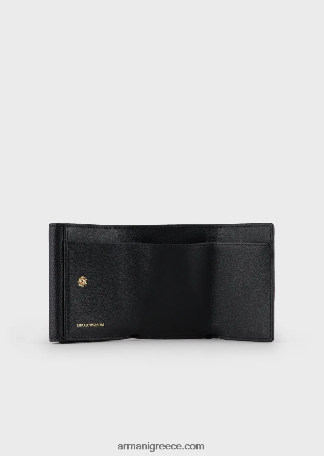 γυναίκες Armani myea τρίπτυχο πορτοφόλι με στάμπα ελαφιού 4046R6907 μαύρος