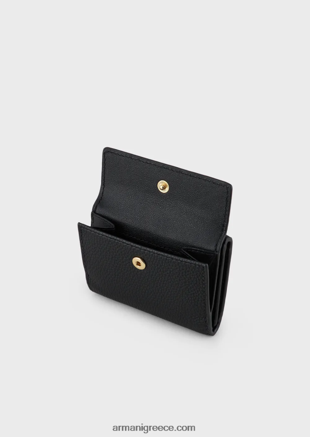 γυναίκες Armani myea τρίπτυχο πορτοφόλι με στάμπα ελαφιού 4046R6907 μαύρος
