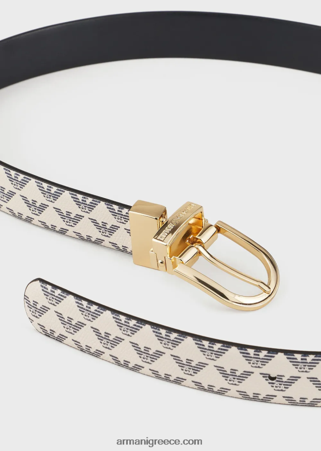 γυναίκες Armani Ολόσωμη αναστρέψιμη ζώνη αετού δύο τόνων 4046R6747 μπλε λογότυπο