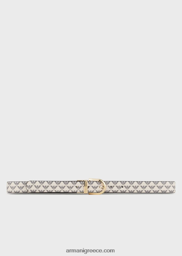 γυναίκες Armani Ολόσωμη αναστρέψιμη ζώνη αετού δύο τόνων 4046R6748 μαύρο λογότυπο