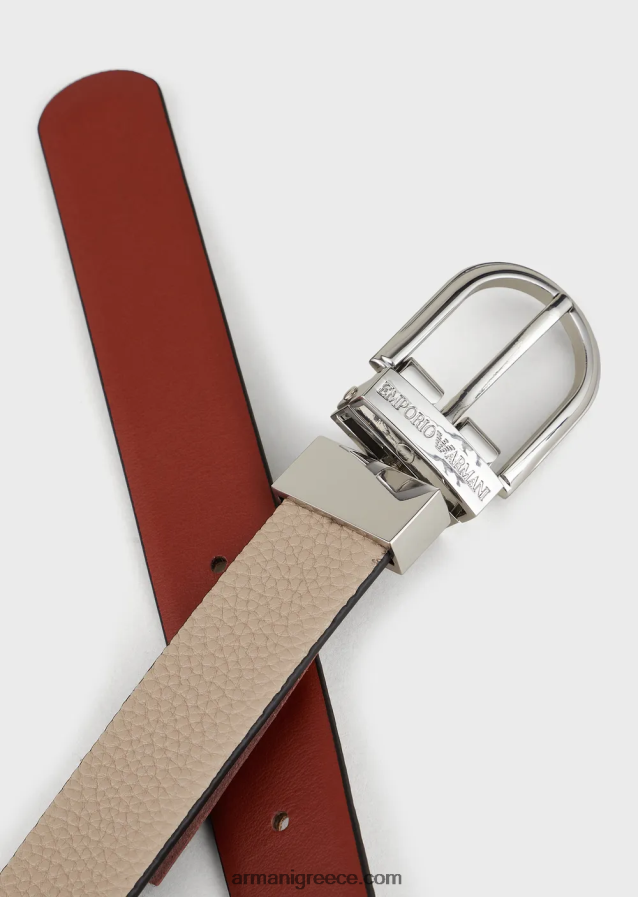 γυναίκες Armani αναστρέψιμη δίχρωμη ζώνη με στάμπα ελάφι 4046R6749 μπεζ