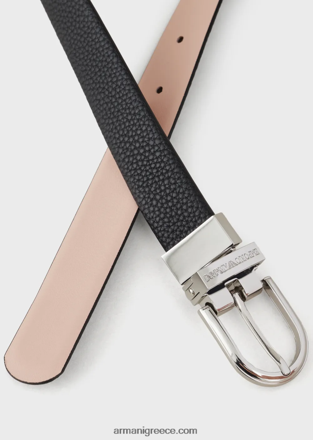 γυναίκες Armani αναστρέψιμη δίχρωμη ζώνη με στάμπα ελάφι 4046R6750 μαύρος