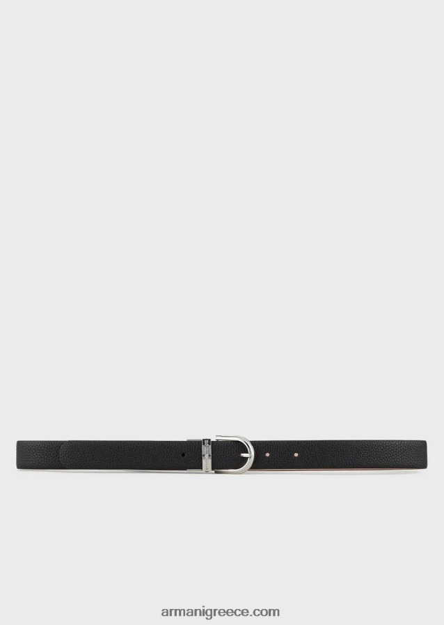 γυναίκες Armani αναστρέψιμη δίχρωμη ζώνη με στάμπα ελάφι 4046R6750 μαύρος