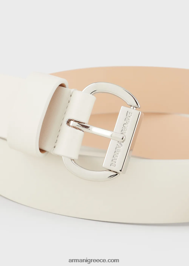 γυναίκες Armani δερμάτινη ζώνη με αγκράφα με λογότυπο 4046R6751 γαλακτώδες λευκό