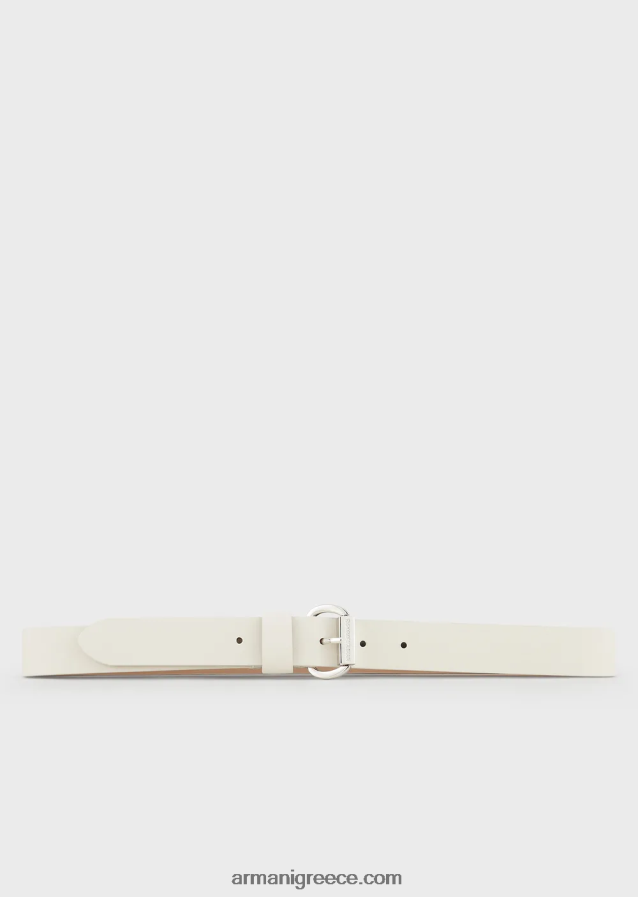 γυναίκες Armani δερμάτινη ζώνη με αγκράφα με λογότυπο 4046R6751 γαλακτώδες λευκό