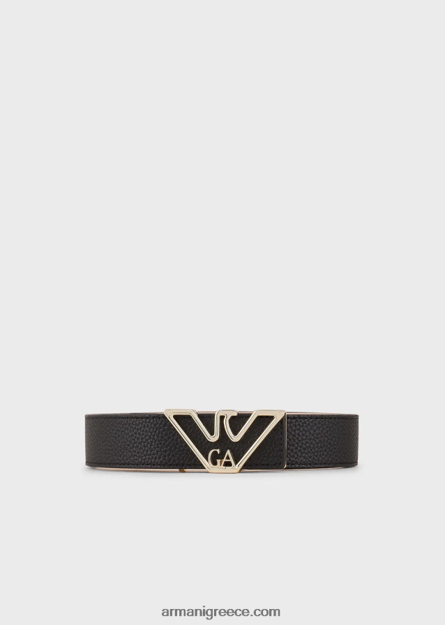 γυναίκες Armani ζώνη με πλάκα αετού με στάμπα ελαφιού 4046R6753 μαύρος