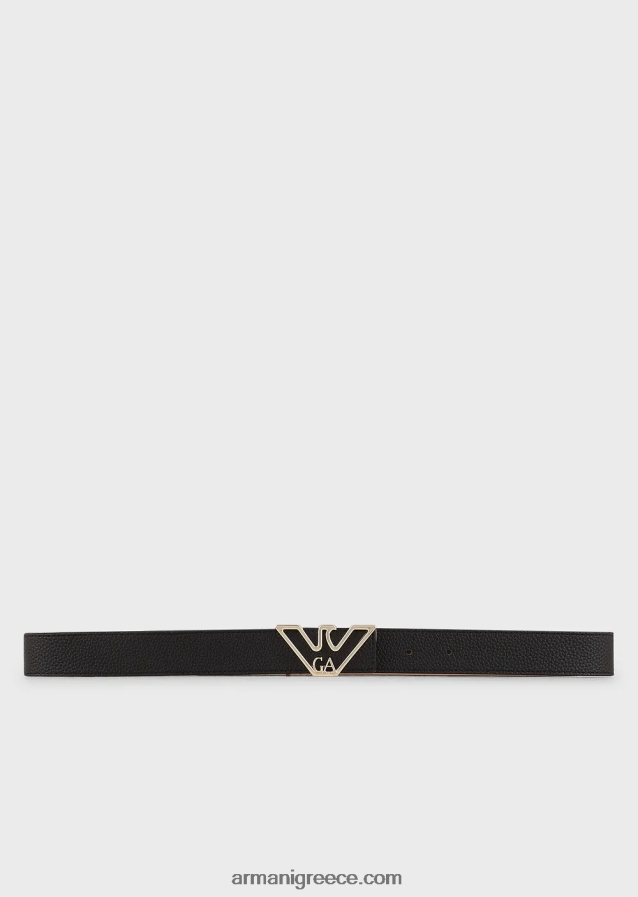 γυναίκες Armani ζώνη με πλάκα αετού με στάμπα ελαφιού 4046R6753 μαύρος