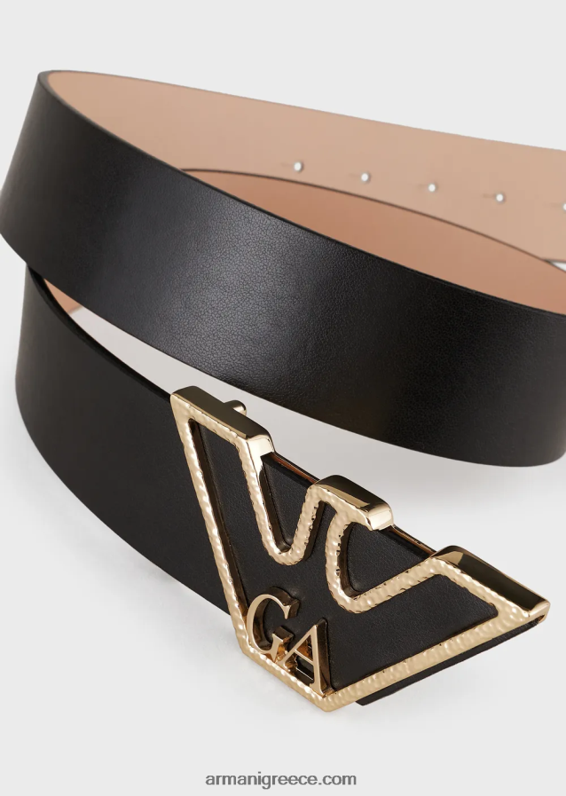 γυναίκες Armani ζώνη με χυτή πόρπη αετού 4046R6755 μαύρος