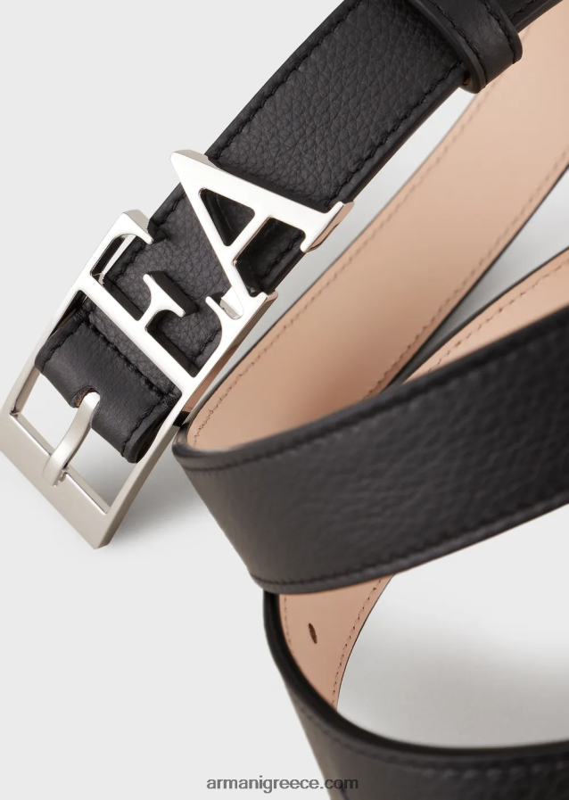 γυναίκες Armani δερμάτινη ζώνη με χυτή αγκράφα 4046R6757 μαύρος