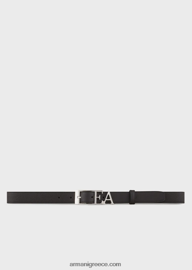 γυναίκες Armani Δερμάτινη ζώνη με στάμπα ελαφιού με αγκράφα 4046R6758 μαύρος