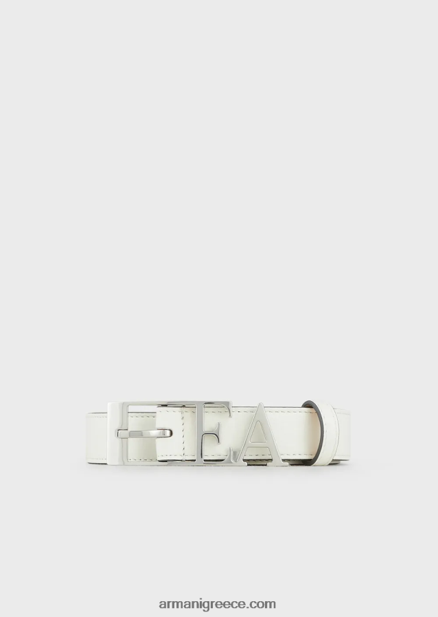 γυναίκες Armani Δερμάτινη ζώνη με στάμπα ελαφιού με αγκράφα 4046R6759 γαλακτώδες λευκό