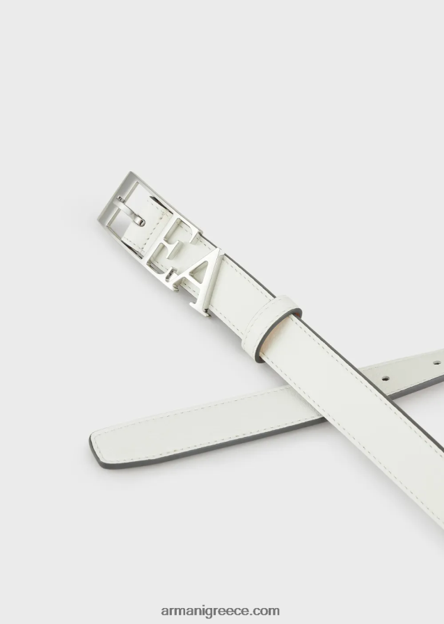 γυναίκες Armani Δερμάτινη ζώνη με στάμπα ελαφιού με αγκράφα 4046R6759 γαλακτώδες λευκό