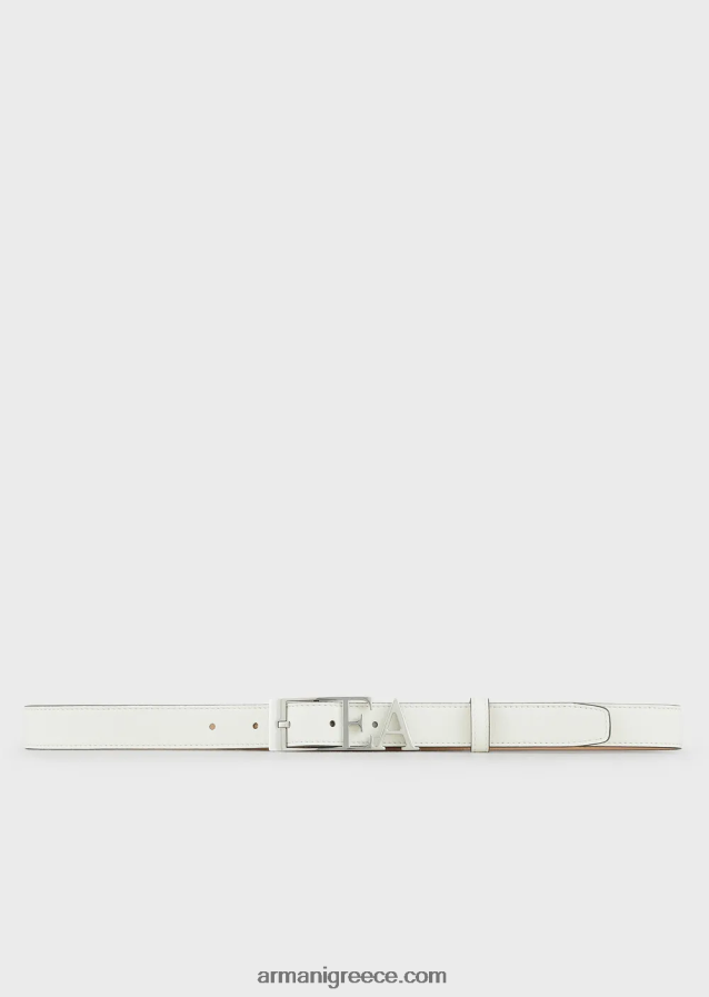 γυναίκες Armani Δερμάτινη ζώνη με στάμπα ελαφιού με αγκράφα 4046R6759 γαλακτώδες λευκό
