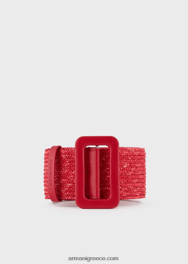 γυναίκες Armani ψάθινη ζώνη με ψηλή μέση 4046R6762 το κόκκινο