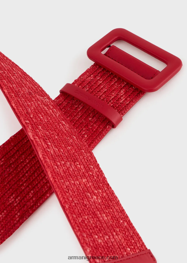γυναίκες Armani ψάθινη ζώνη με ψηλή μέση 4046R6762 το κόκκινο