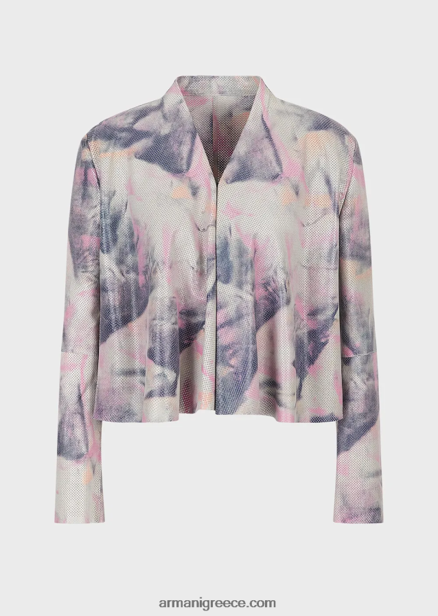 γυναίκες Armani Σακάκι σουέντ από δέρμα κατσίκας με μικροδιατρήσεις και στάμπα ακουαρέλας 4046R6235 πολύχρωμο