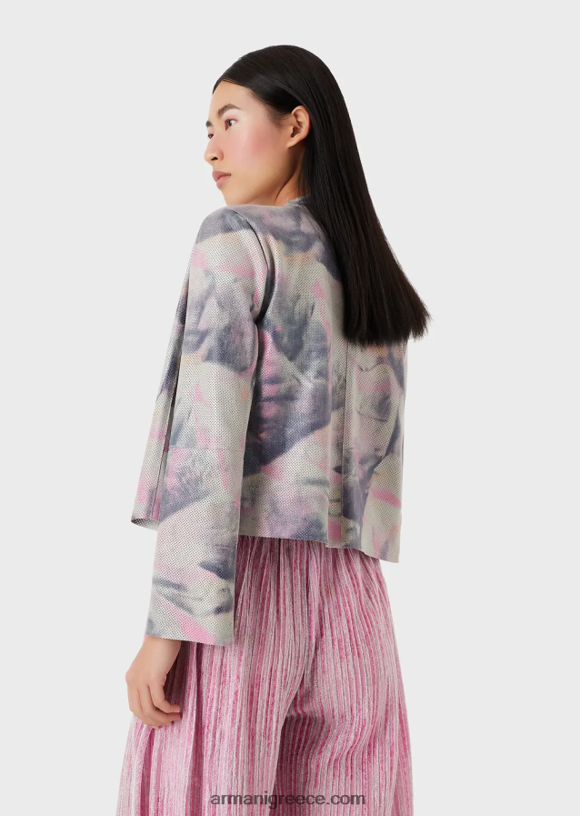 γυναίκες Armani Σακάκι σουέντ από δέρμα κατσίκας με μικροδιατρήσεις και στάμπα ακουαρέλας 4046R6235 πολύχρωμο