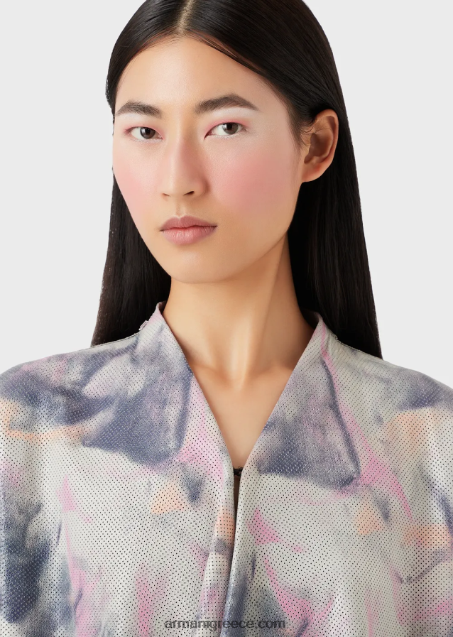 γυναίκες Armani Σακάκι σουέντ από δέρμα κατσίκας με μικροδιατρήσεις και στάμπα ακουαρέλας 4046R6235 πολύχρωμο