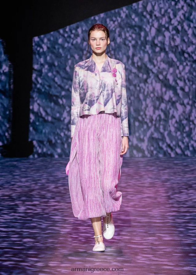 γυναίκες Armani Σακάκι σουέντ από δέρμα κατσίκας με μικροδιατρήσεις και στάμπα ακουαρέλας 4046R6235 πολύχρωμο