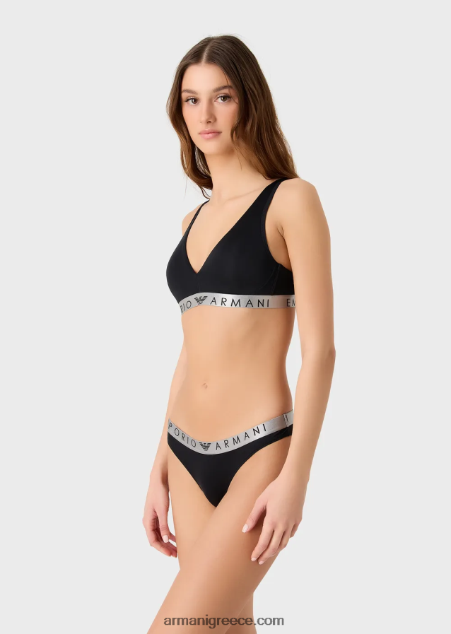 γυναίκες Armani δύο πακέτο εμβληματικών βραζιλιάνικων σλιπ από ανακυκλωμένες μικροΐνες 4046R6131 μαύρος