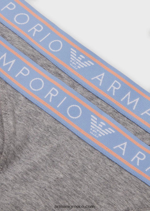 γυναίκες Armani δύο σετ εμβληματικών στρινγκ από οργανικό βαμβάκι με ζώνη μέσης με λογότυπο 4046R6138 γκρί