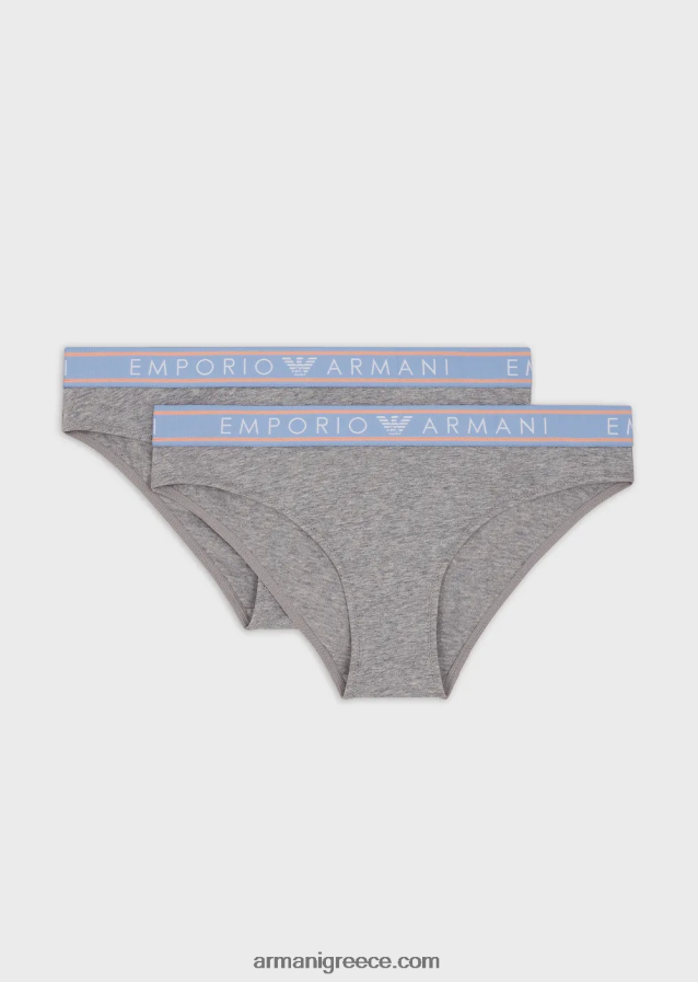 γυναίκες Armani δύο σετ εμβληματικών σλιπ από οργανικό βαμβάκι με λογότυπο στη μέση 4046R6140