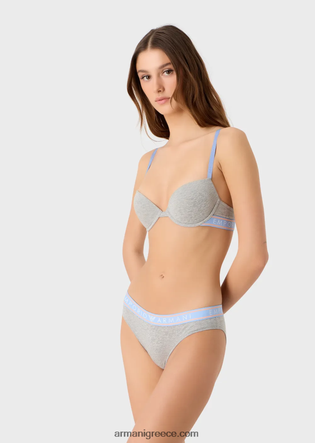 γυναίκες Armani δύο σετ εμβληματικών σλιπ από οργανικό βαμβάκι με λογότυπο στη μέση 4046R6140
