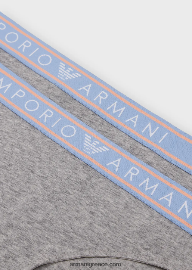 γυναίκες Armani δύο σετ εμβληματικών σλιπ από οργανικό βαμβάκι με λογότυπο στη μέση 4046R6140