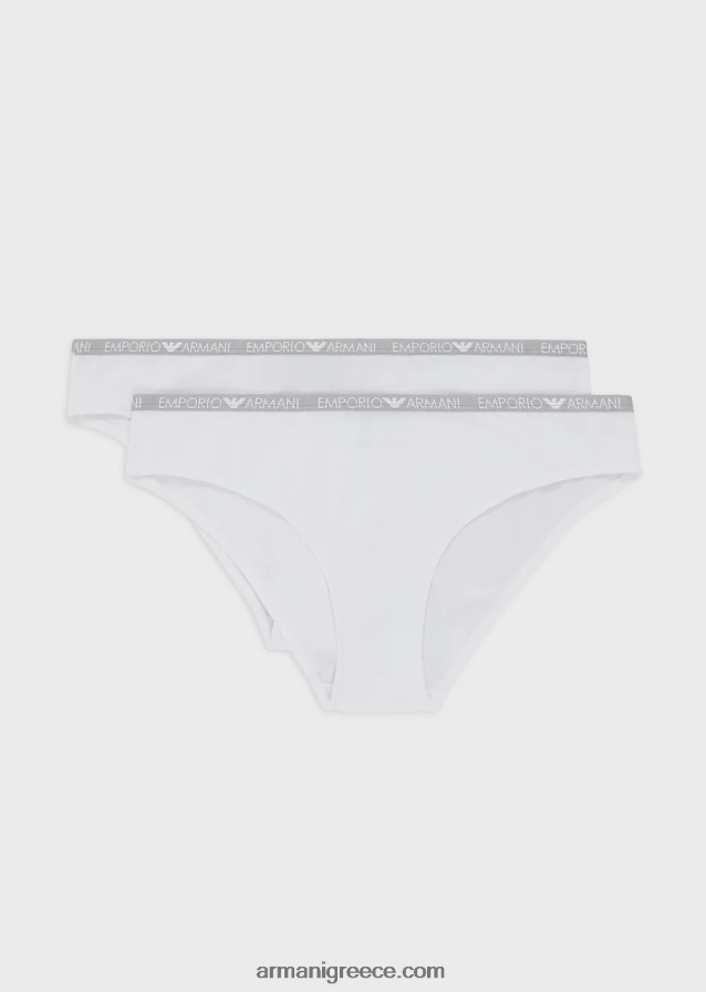 γυναίκες Armani δύο πακέτα εικονικών σλιπ με λογότυπο 4046R6145 άσπρο