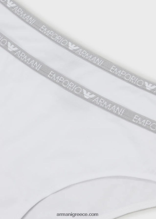 γυναίκες Armani δύο πακέτα εικονικών σλιπ με λογότυπο 4046R6145 άσπρο