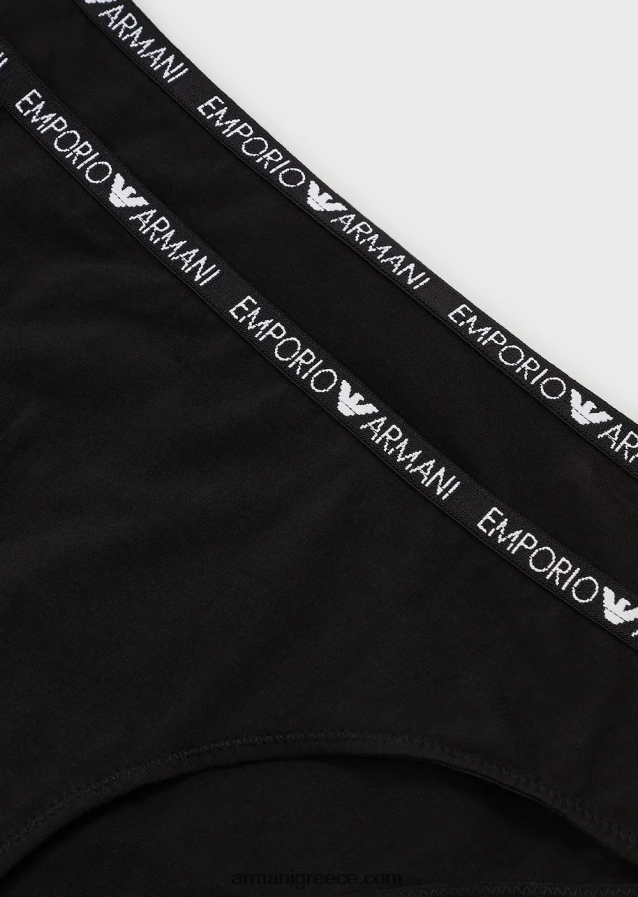 γυναίκες Armani δύο πακέτα εικονικών σλιπ με λογότυπο 4046R6146 μαύρος