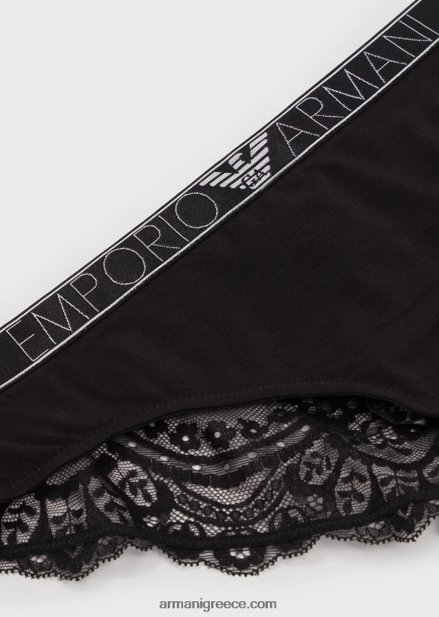 γυναίκες Armani ονειρεμένο δαντελένιο σλιπ οικολογικό βισκόζη 4046R6147 μαύρος