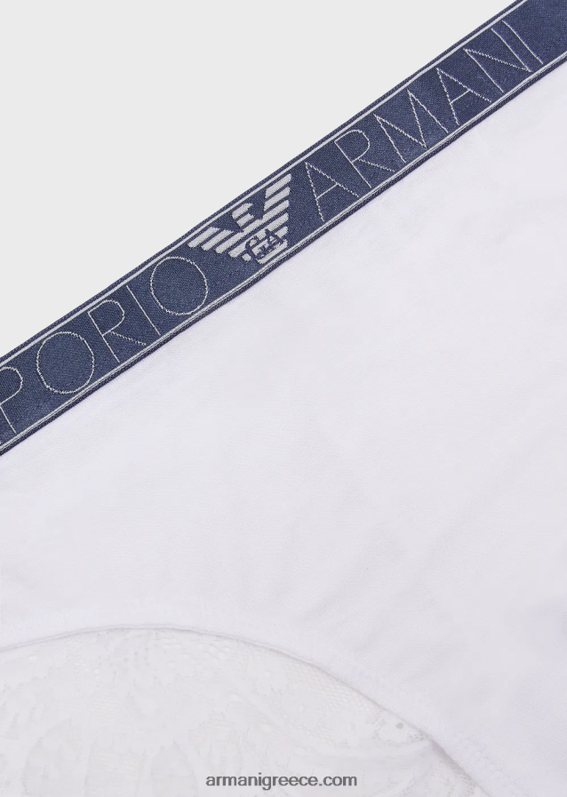 γυναίκες Armani ονειρεμένο δαντελένιο σλιπ οικολογικό βισκόζη 4046R6148 άσπρο