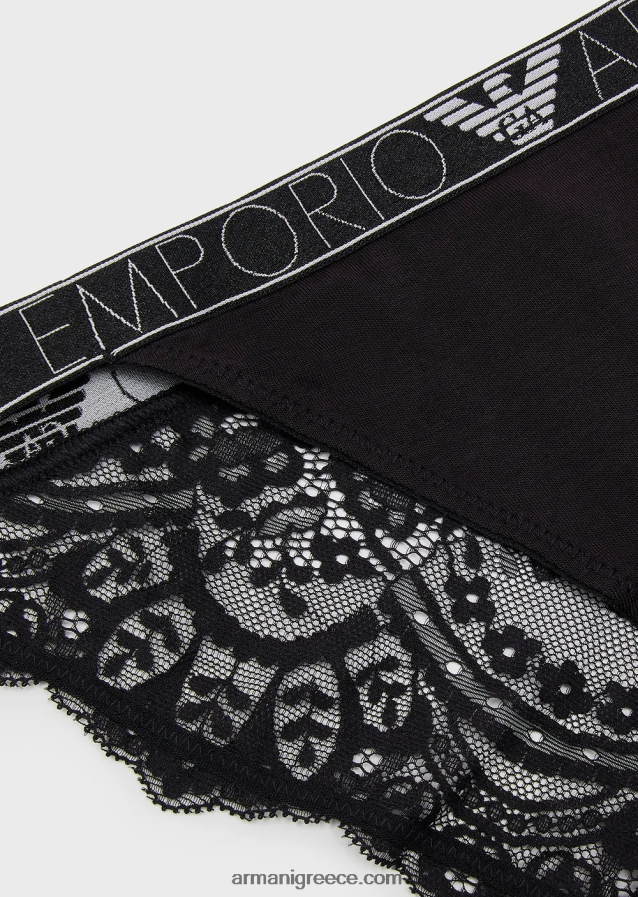 γυναίκες Armani ονειρεμένο δαντελένιο βραζιλιάνικο σλιπ από οικολογική βισκόζη 4046R6151 μαύρος