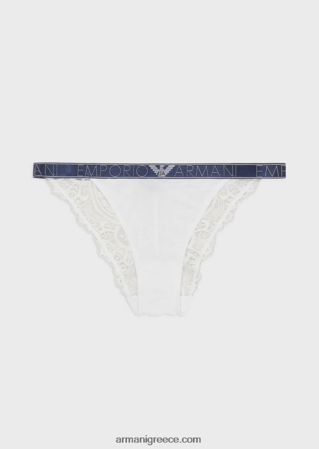 γυναίκες Armani ονειρεμένο δαντελένιο βραζιλιάνικο σλιπ από οικολογική βισκόζη 4046R6152 άσπρο