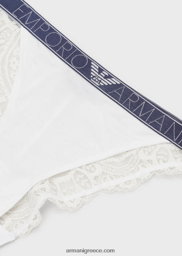 γυναίκες Armani ονειρεμένο δαντελένιο βραζιλιάνικο σλιπ από οικολογική βισκόζη 4046R6152 άσπρο